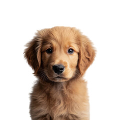 Fototapeta premium Adorable Golden Retriever Puppy Playing in the Meadow on transparent background
