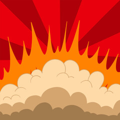 Vector explosion background for comics. Boom. Background of clouds after explosion. Vector illustration