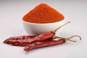 Indian spices, paprika powder or red chilli powder, selective focus