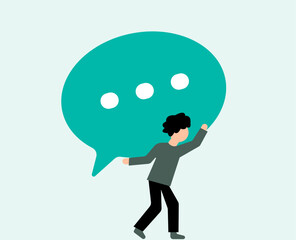 Man carrying communication chat bubble illustration