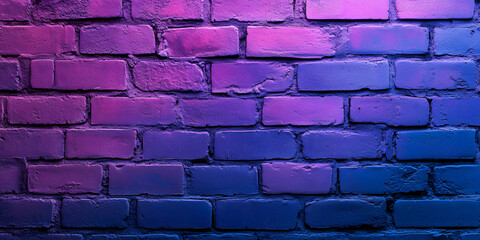 Brick wall, background. Neon red and blue light.
