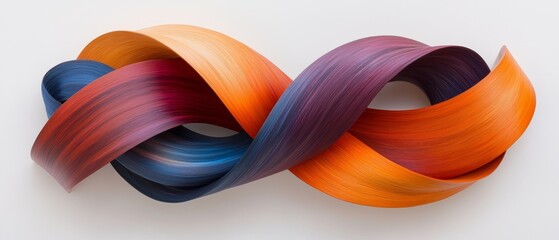 Abstract Colorful Intertwined Ribbons Swirls Design Background
