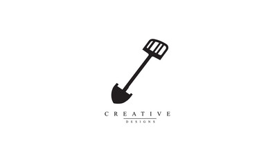 Shovel filled outline icon, line vector sign black logo white background 