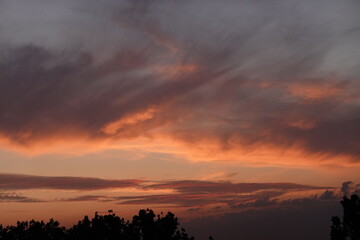 Rose sunset and colorful clouds