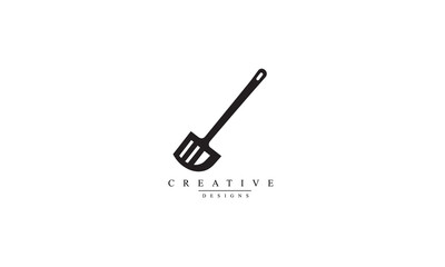 Shovel filled outline icon, line vector sign black logo white background 