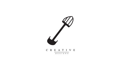 Shovel filled outline icon, line vector sign black logo white background 