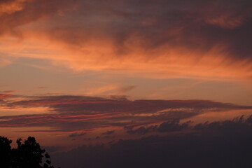 Rose sunset and colorful clouds