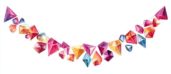 Colorful gemstone garland, vibrant jewel decorations.