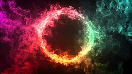 Colorful Smoke Forms Circular Ring Abstract Design