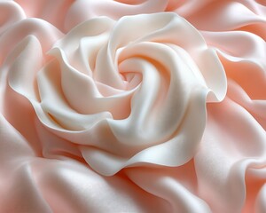 Pastel pink and white rose swirl on silk fabric.