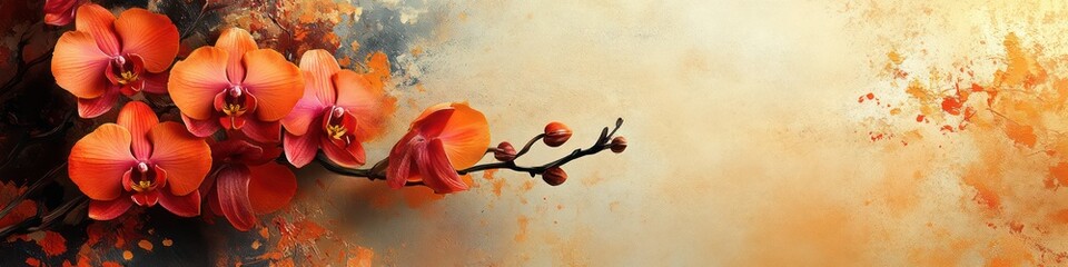 Orange Orchid Blossom: A Watercolor-Style Floral Masterpiece
