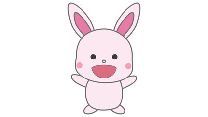 大きな口で笑ったうさぎのイラスト