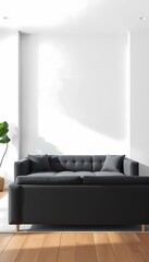 Modern Living Room with Black Sofa