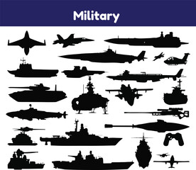 Fototapeta premium Simple Set of Military Vector Solid Icons.
