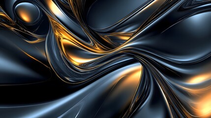 Fototapeta premium Abstract Gold and Dark Blue Swirling Fluid Design