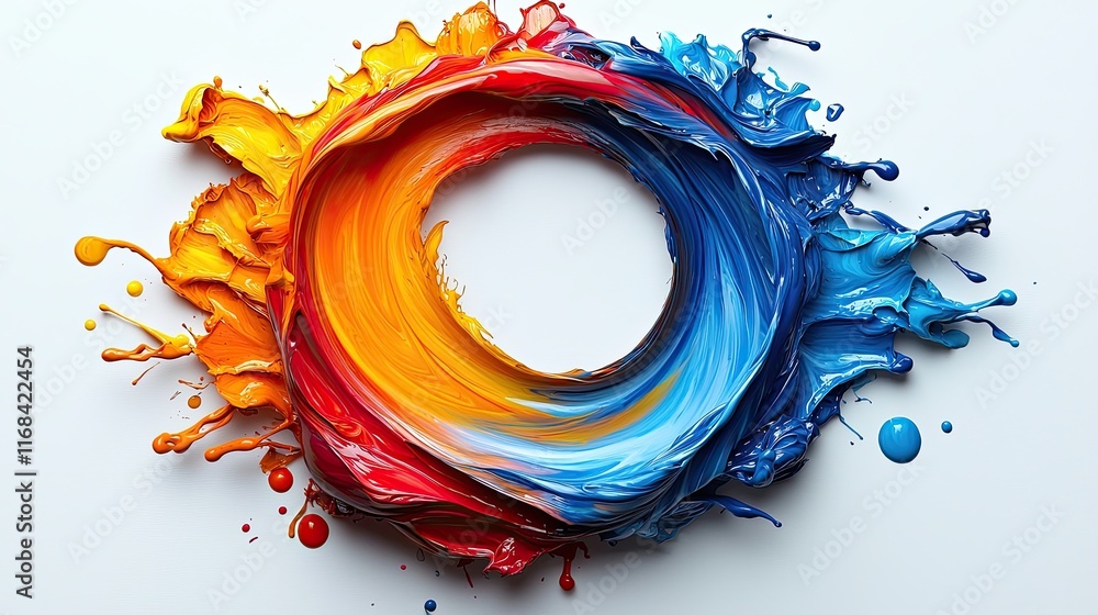 Poster vibrant swirling paint in circular motion creates dynamic display of color and artistic expression
