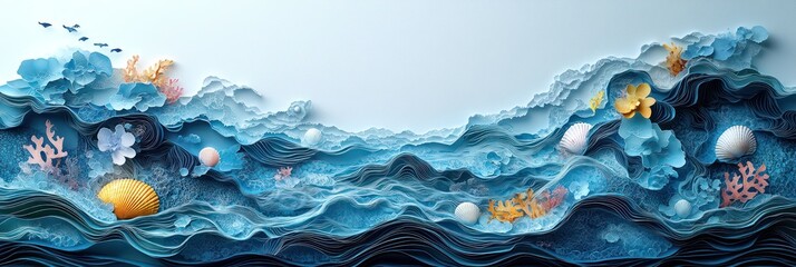 Ocean Waves Paper Art: A Serene Seascape