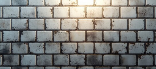 Obraz premium Grunge white brick wall texture background with light.