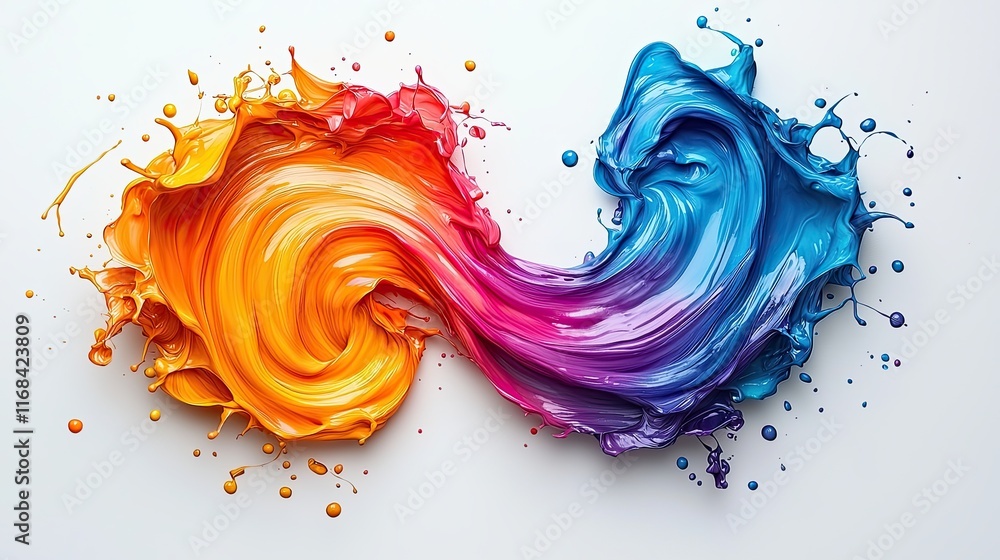 Poster colorful paint swirl creating vibrant patterns in a creative art studio environment that inspires im
