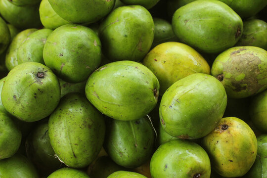 green background of kedondong fruit (Spondias dulcis)