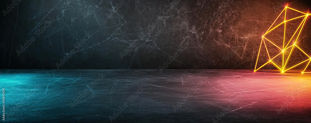 Aufkleber Chalkboard abstract background idea. Futuristic abstract background with neon lights and geometric shapes.
