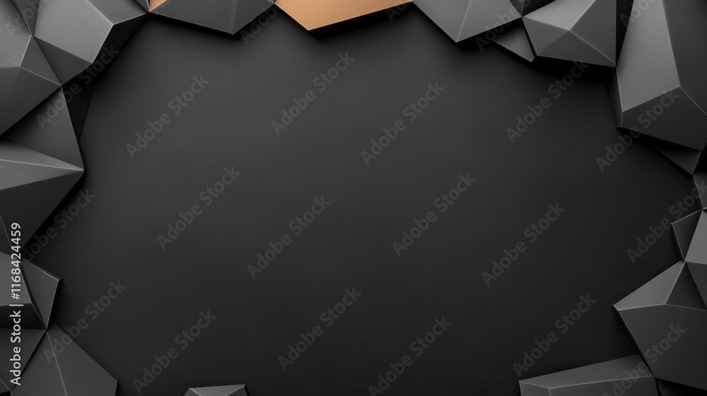 Poster Chalkboard abstract background idea. Stylish geometric background with black and gold elements for modern designs.