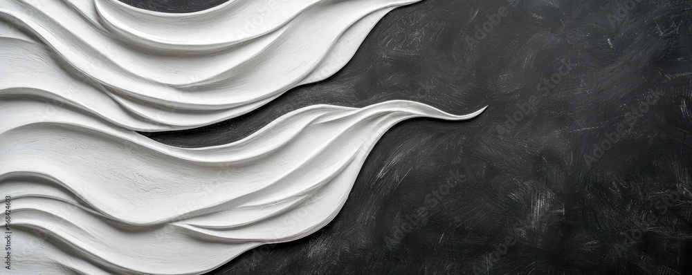 Aufkleber Chalkboard abstract background idea. Elegant abstract texture with flowing white lines on a dark background.