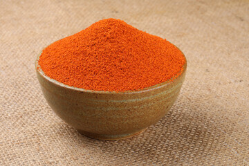 Indian spices, paprika powder or red chilli powder, selective focus