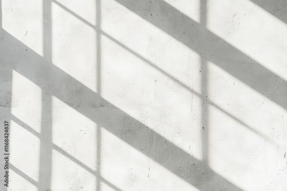 Poster Light and shadow patterns on a white wall.