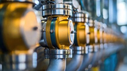 Obraz premium Close-Up of Industrial Water Meter System