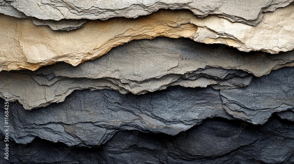 Poster Grungy abstract background idea. Layers of textured rock showcasing natural geological formations in earthy tones.