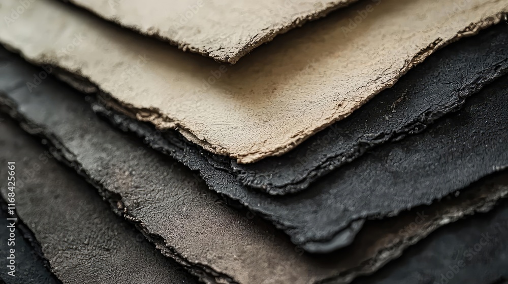 Poster grungy abstract background idea. close-up of textured paper layers showcasing various shades of natu