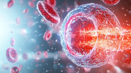Digital art of antioxidants safeguarding cells in a scientific environment