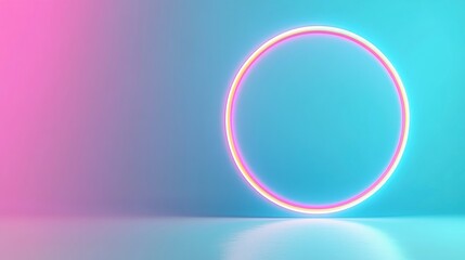 Fototapeta premium A glowing neon circle against a gradient background.