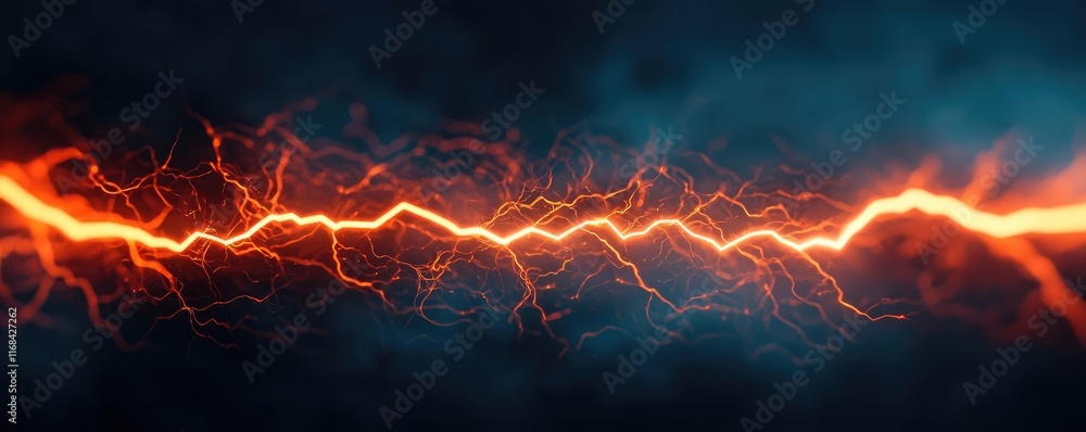 Aufkleber Burst abstract background concept. Dynamic lightning bolt illuminating the dark atmosphere with electric energy.