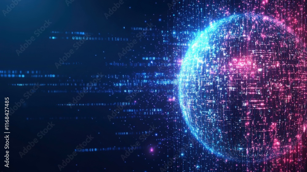 Poster vibrant digital globe with futuristic data streams representing technology and innovation in a virtu