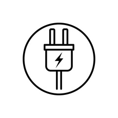 Electric plug icon isolated on white background.