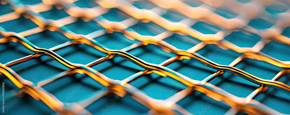 Aufkleber Grid abstract background idea. Close-up view of a metal mesh grid showcasing intricate patterns and textures.