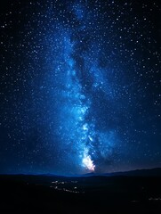 Majestic Milky Way galaxy over dark landscape at night. (3)