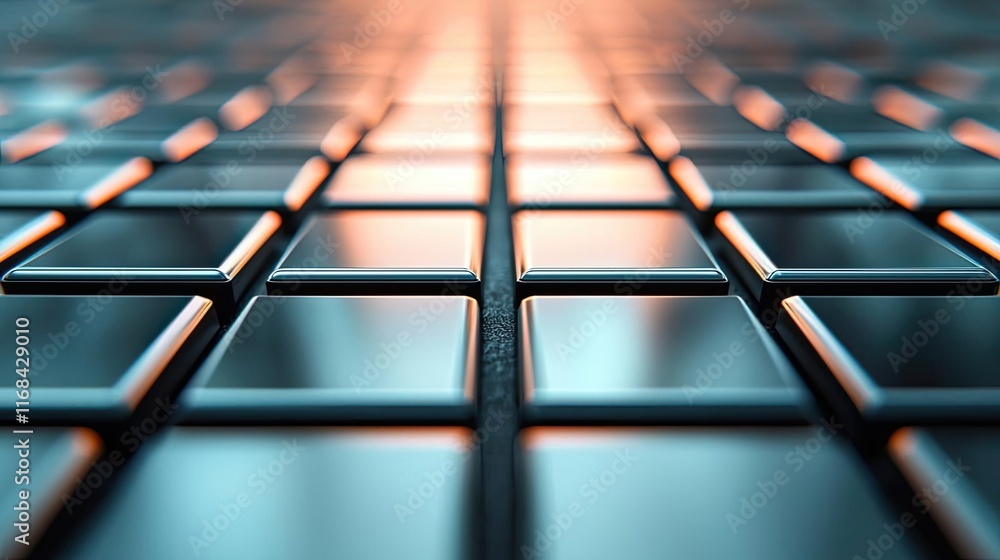 Poster Grid abstract background idea. Close-up view of a modern grid pattern with reflections enhancing the technology aesthetic.