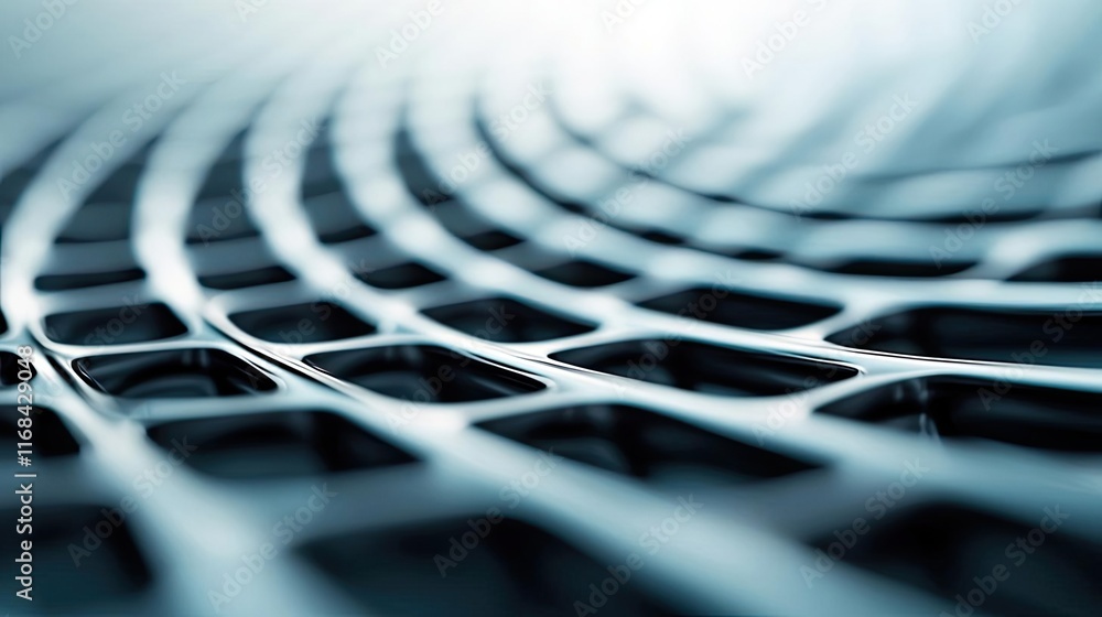 Aufkleber Grid abstract background idea. Abstract close-up of a metallic grid texture with a futuristic design and perspective.