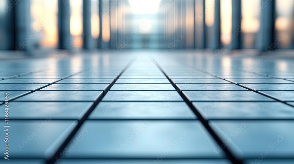Aufkleber grid abstract background idea. close-up view of polished tiles in a modern corridor, showcasing slee