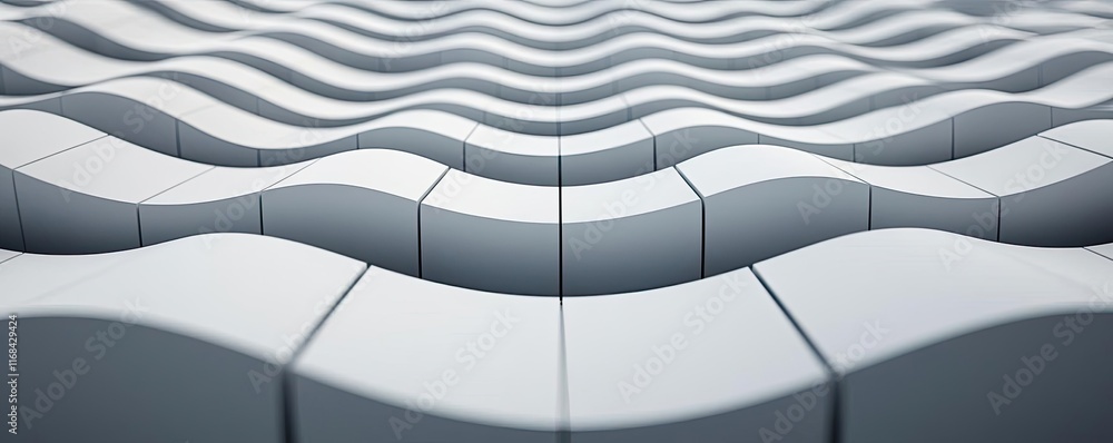Poster Grid abstract background idea. Abstract wavy pattern of white blocks creating a unique visual texture.