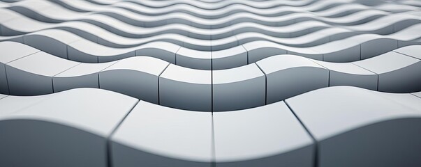 Grid abstract background idea. Abstract wavy pattern of white blocks creating a unique visual texture.