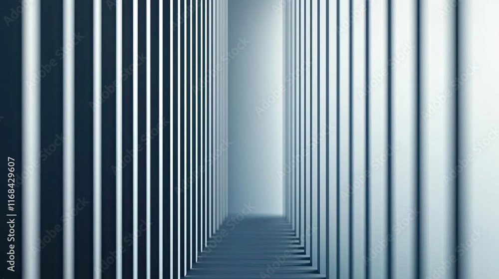 Aufkleber Grid abstract background idea. A minimalist corridor with vertical lines, creating a sense of depth and perspective.