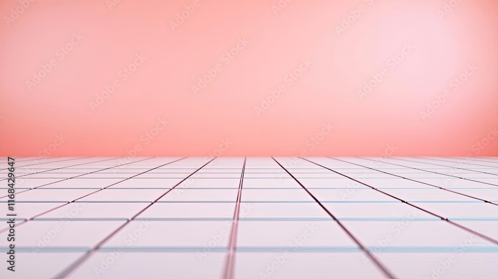 Poster grid abstract background idea. a minimalistic tiled floor with a pastel pink wall, ideal for backgro