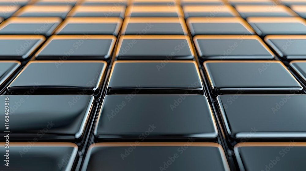 Aufkleber grid abstract background idea. seamless black and orange tiles create a modern, glossy surface for d