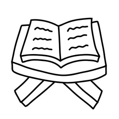 open read quran book islamic moslem fasting doodle pray icon symbol ramadan religion eid al fitr illustration digital sticker svg transparent clipart