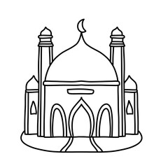 mosque islamic moslem doodle icon symbol eid al fitr illustration digital sticker svg transparent clipart