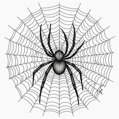 Obraz premium Intricate spider web with lurking spider a dark & dramatic stock photo